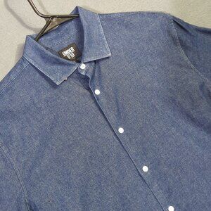 Under 5'10 Shirt Men's L Blue Stretch Denim Button Down